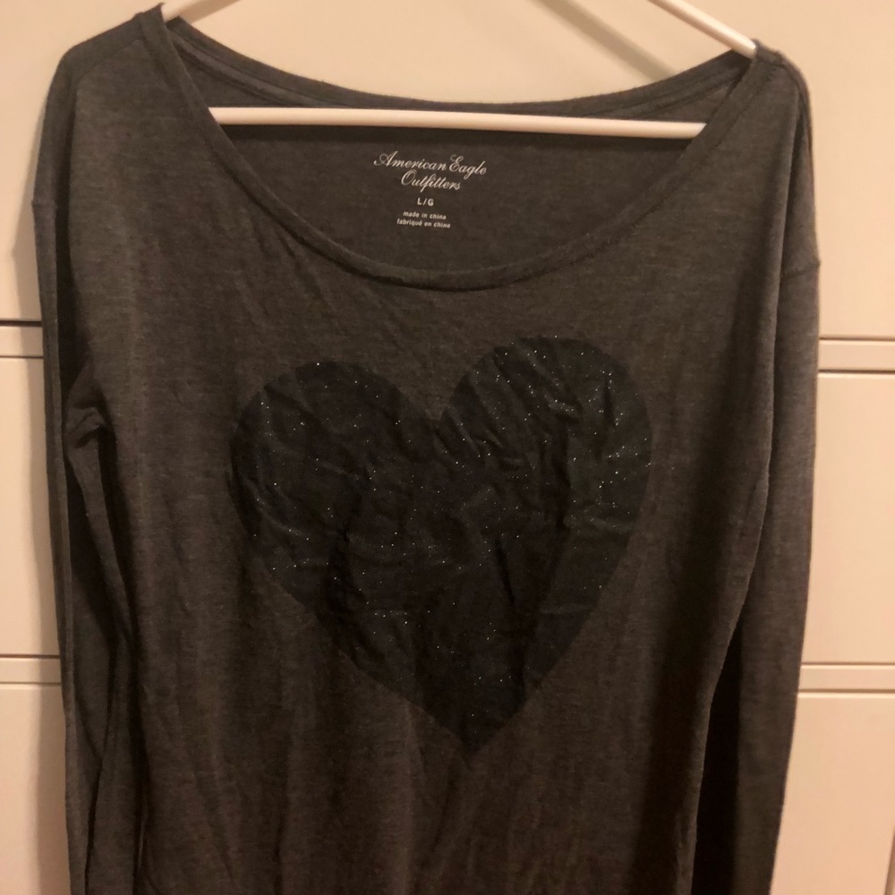 Grey Heart Long Sleeve Top